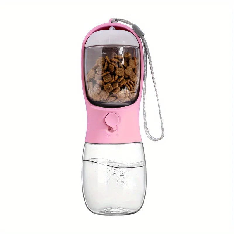 Portable 2-in-1 pet water bottle and food container product photo