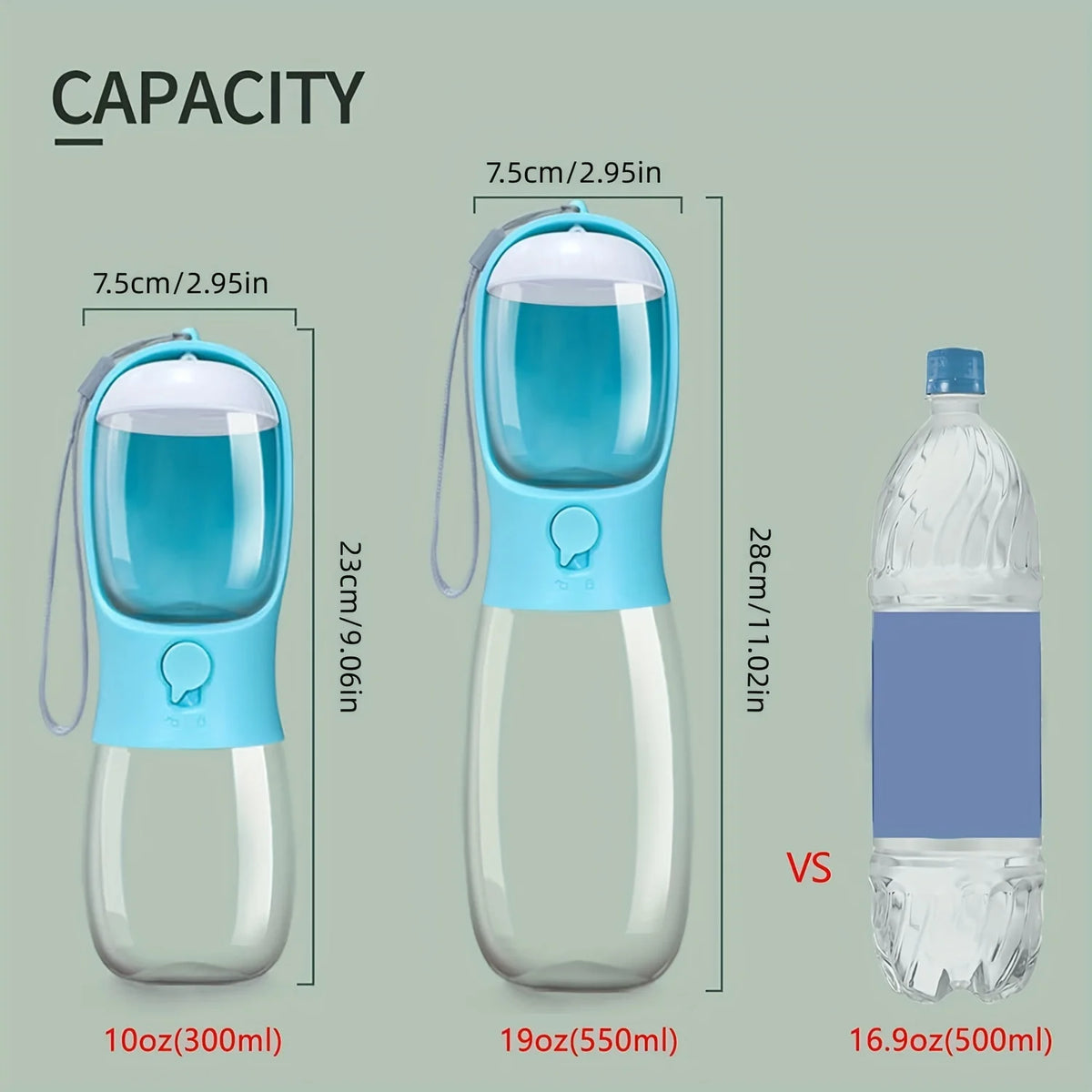 Portable 2-in-1 pet water bottle and food container product photo