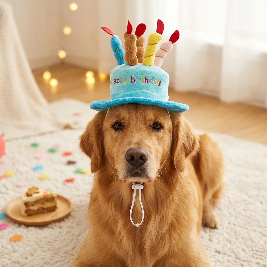 Pet Birthday Party Hat Toy Set For Cats and Dogs Elastic Comfortable