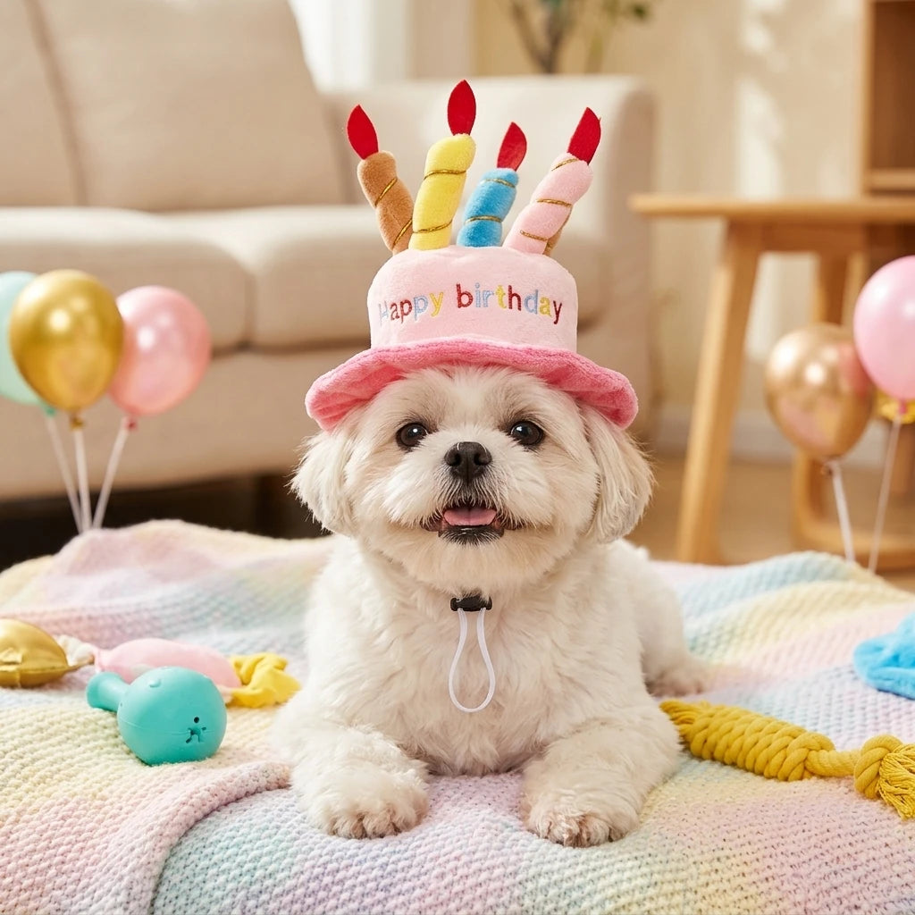Pet Birthday Party Hat Toy Set For Cats and Dogs Elastic Comfortable
