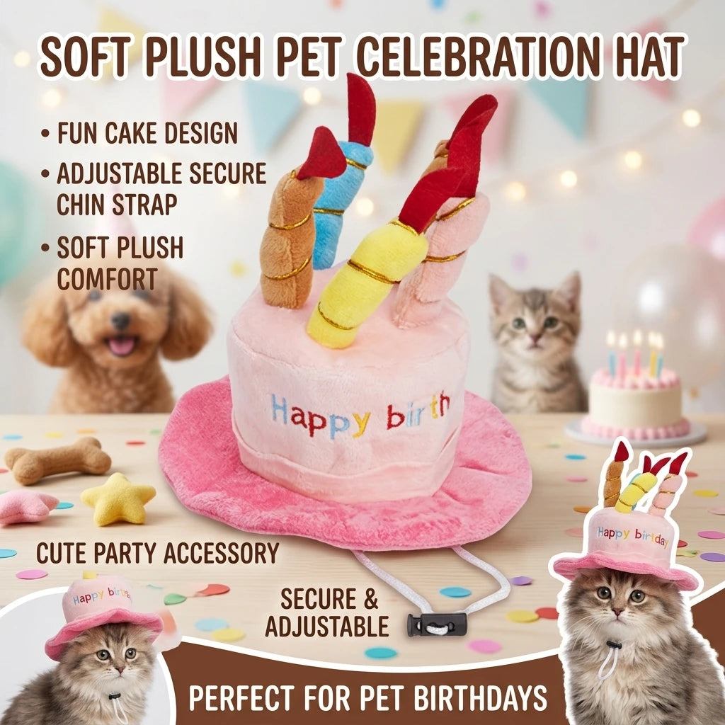 Pet Birthday Party Hat Toy Set For Cats and Dogs Elastic Comfortable