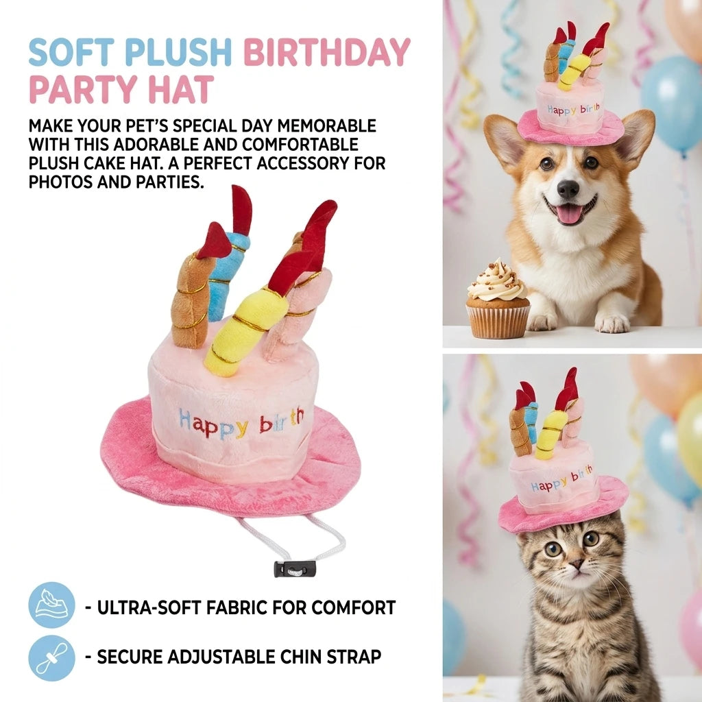 Pet Birthday Party Hat Toy Set For Cats and Dogs Elastic Comfortable