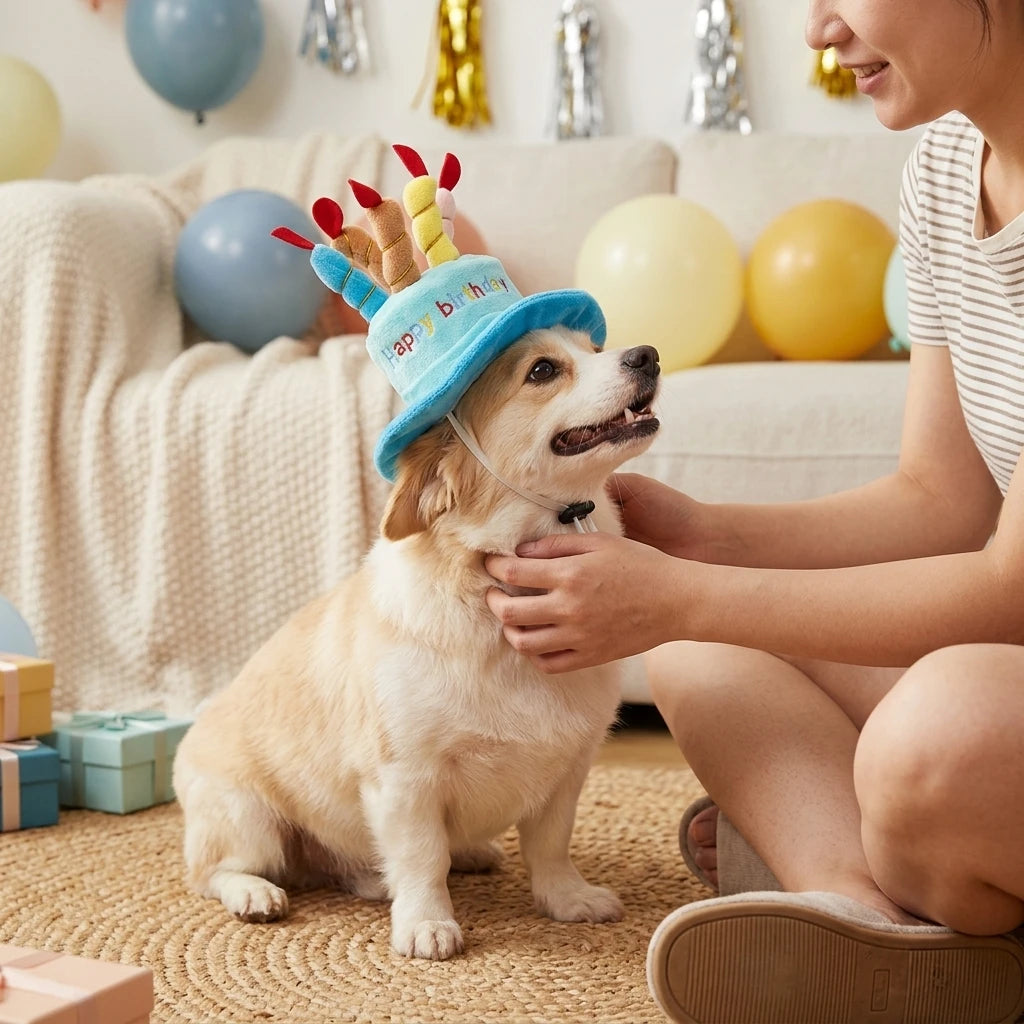 Pet Birthday Party Hat Toy Set For Cats and Dogs Elastic Comfortable